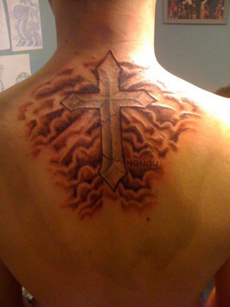 Cross With Clouds Tattoo