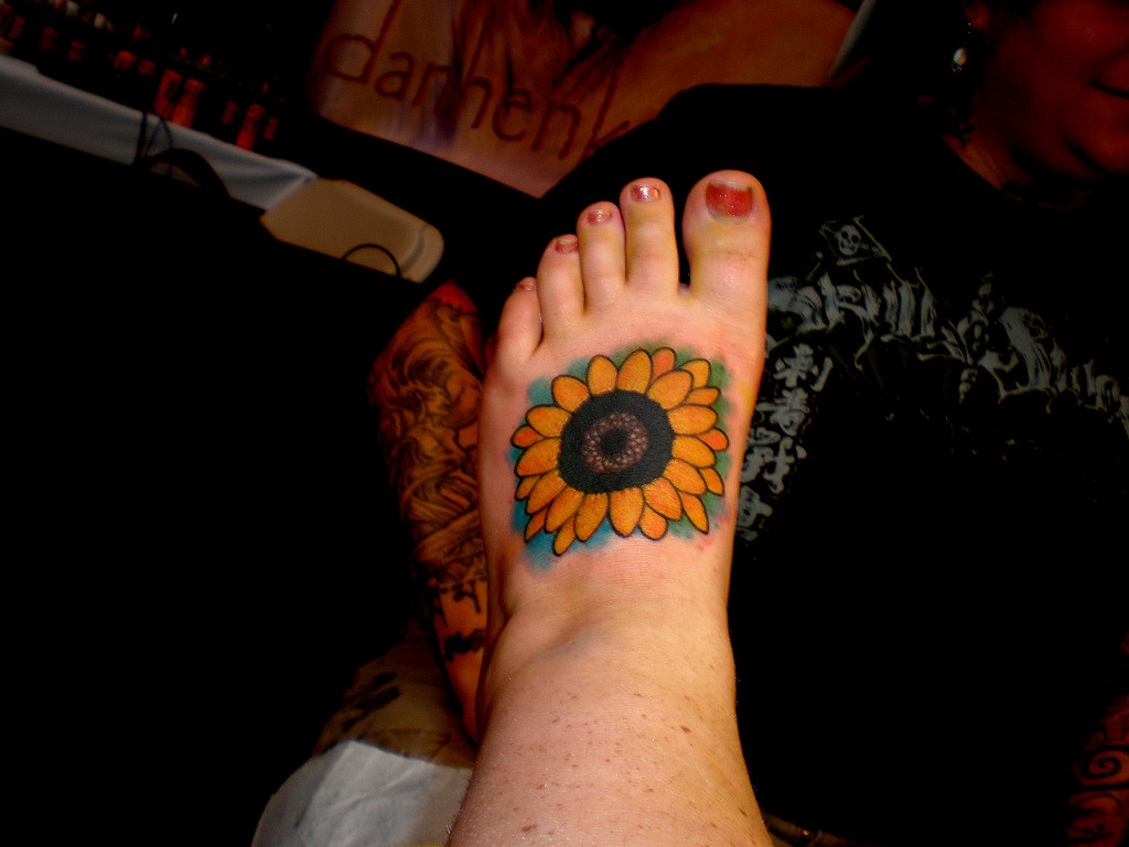 Sunflower Tattoos On Foot