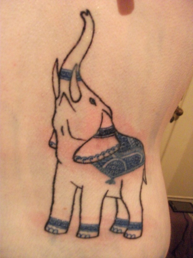 cute outline elephant tattoo