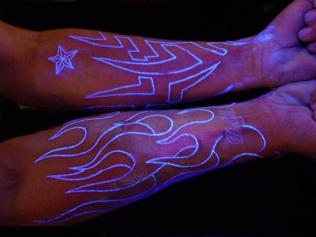 before and after black light ink tattoo