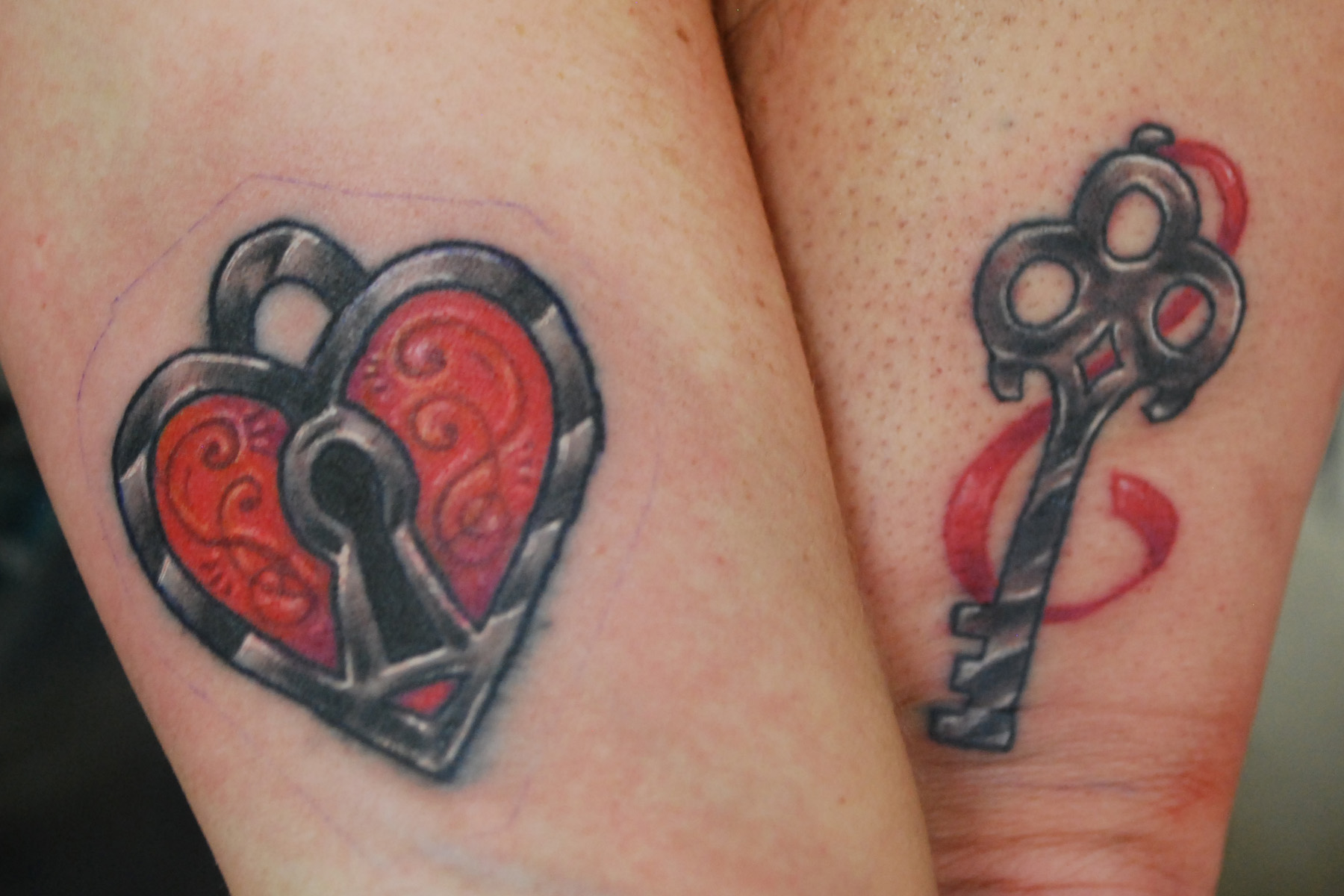 Key and lock tattoos