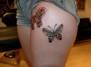 Butterfly Thigh Tattoos Female