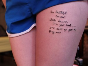 Thigh Quote Tattoos for Females