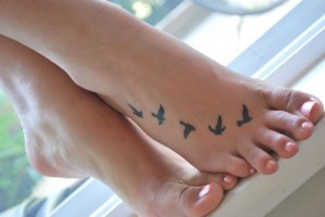 Small Bird Tattoos on Foot