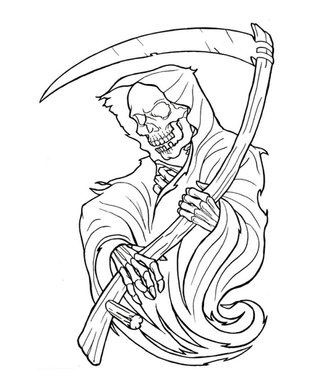Grim Reaper Tattoo Outline Stencil