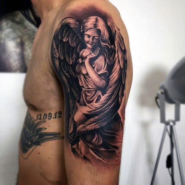 male warrior angel tattoo designs
