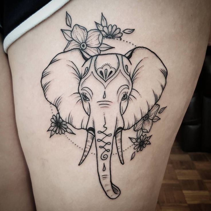 Outline Of Elephant Tattoo