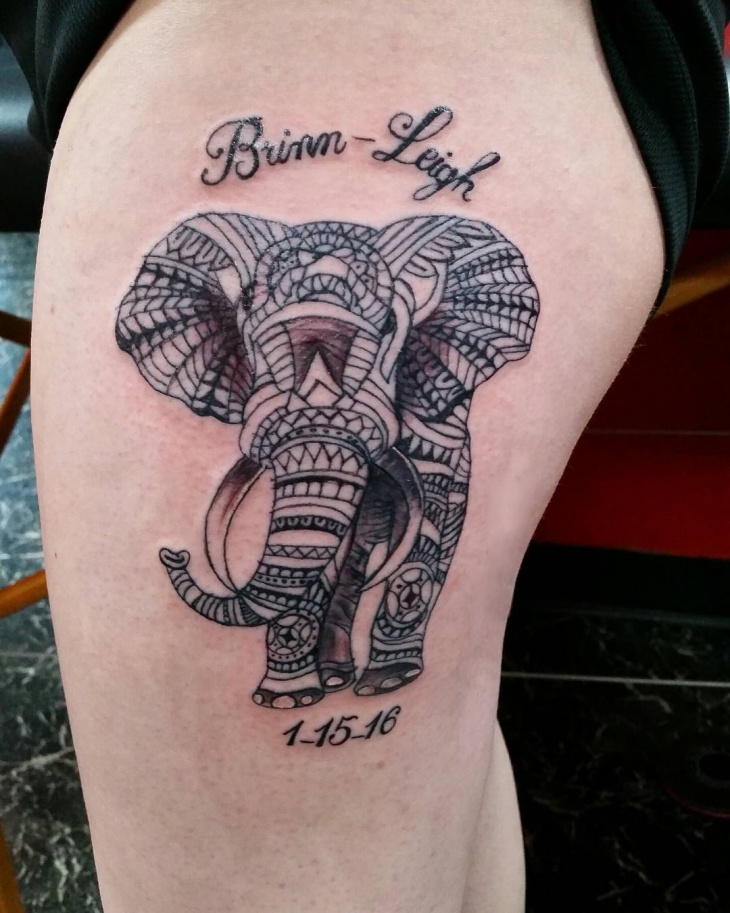 Elephant Tattoo On Thigh Designs Ideas And Meaning Tattoos For You