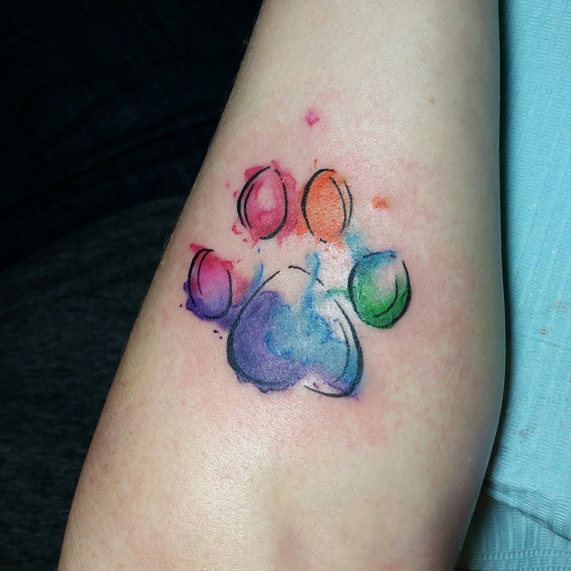 Watercolor Paw Print Tattoo Designs, Ideas and Meaning - Tattoos For You