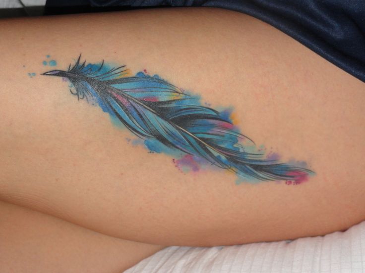 Watercolor Feather Tattoo Designs, Ideas and Meaning - Tattoos For You