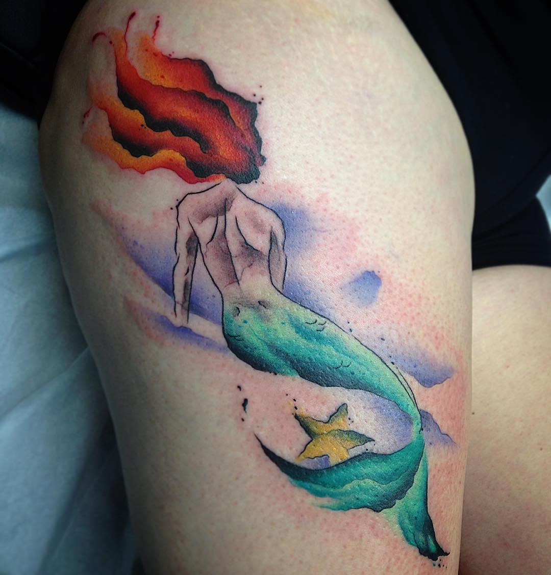 Watercolor Mermaid Tattoo Designs Ideas And Meaning Tattoos For You