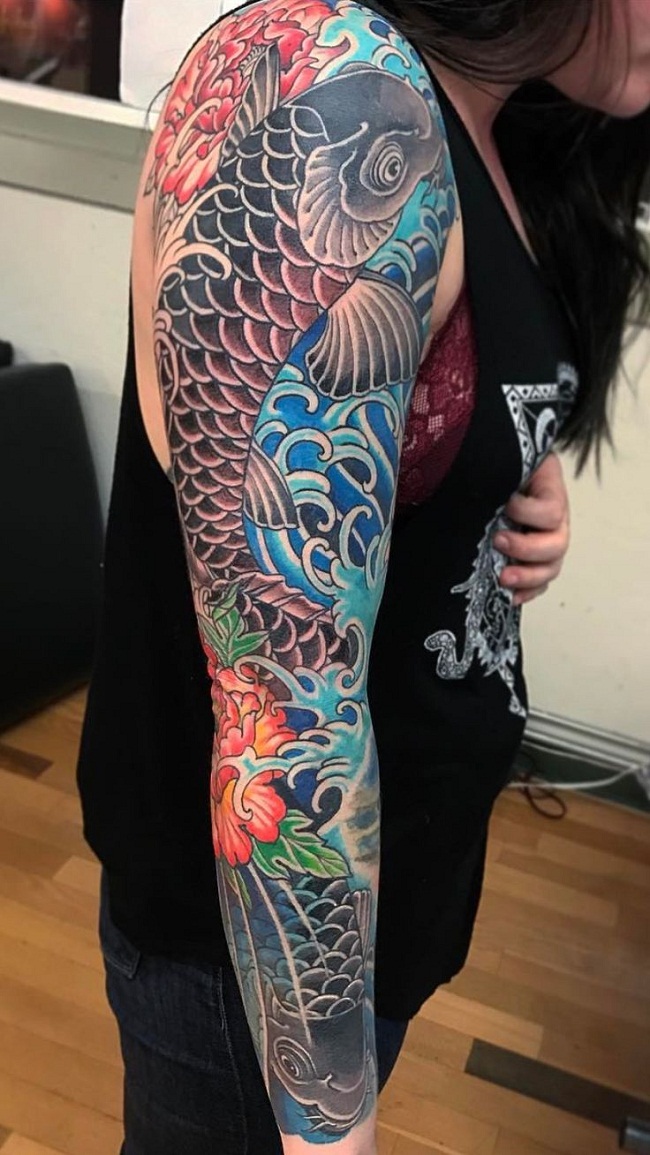 Koi Fish Tattoo Sleeve Designs, Ideas and Meaning Tattoos For You